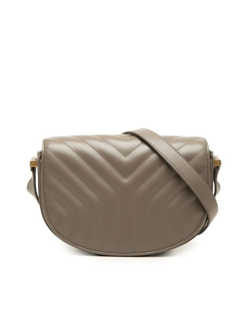 Saint Laurent Stitch Quilted Crossbody Shoulder Bag Gray Leather